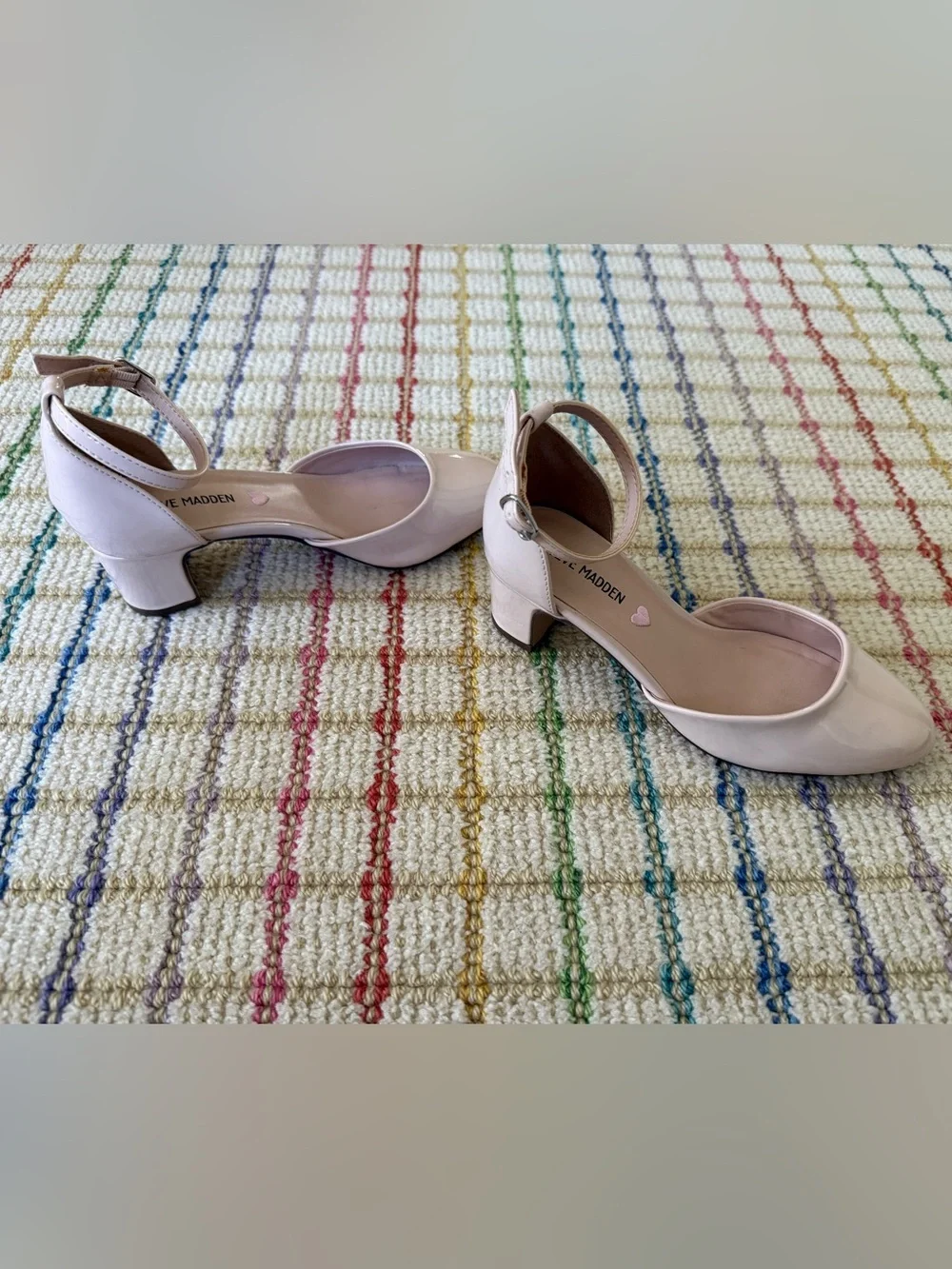Steve Madden Kids Blush Patent Ankle-Strap Flats